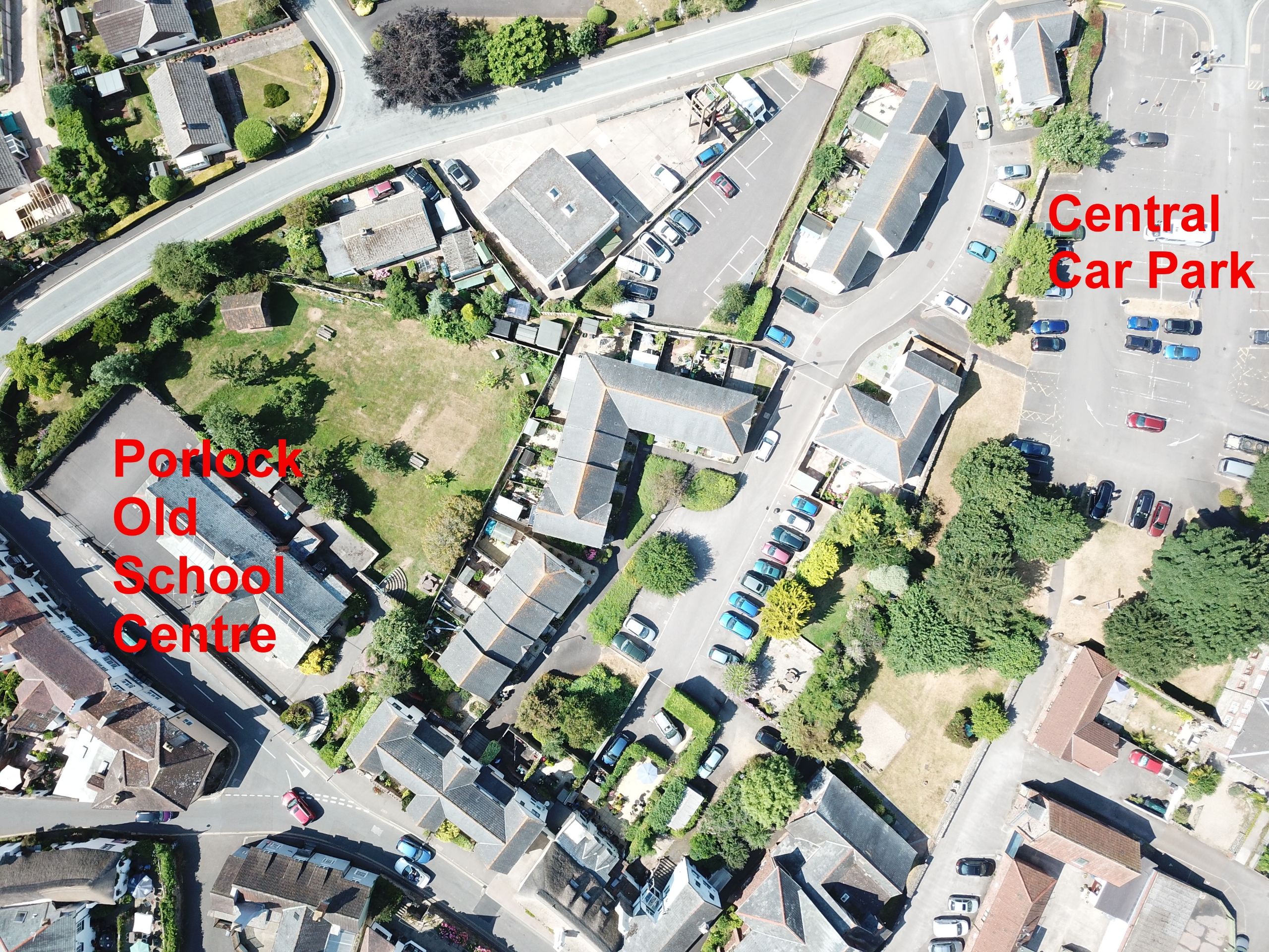 Overhead view of site and car park location